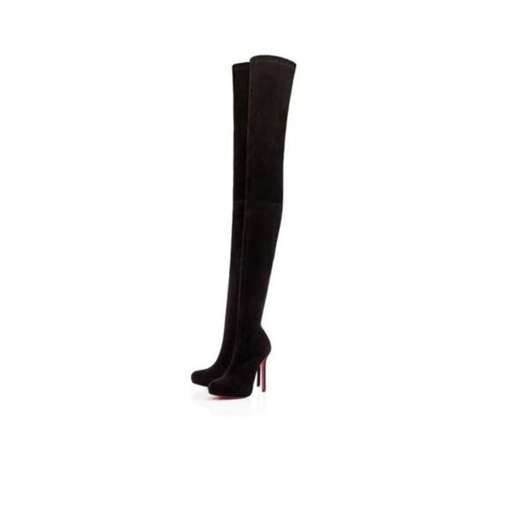 Authenticated Christian Louboutin Elegant Over-the-Knee Stiletto Velour Boots,35 - Picture 3 of 15